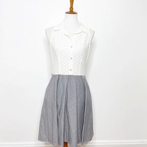 Betsy Johnson Chambray White Popover Eyelet Dress